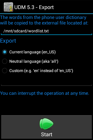 User Dictionary Manager for Android Export